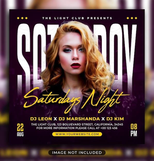 Night party flyer social media post and web banner