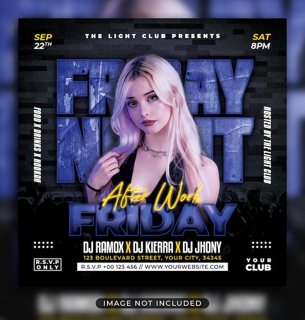 Night party flyer social media post and web banner