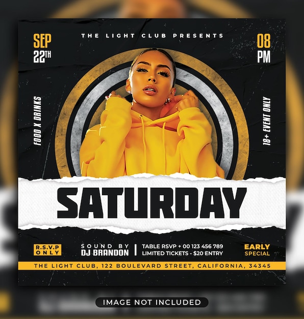 Night party flyer social media post and web banner