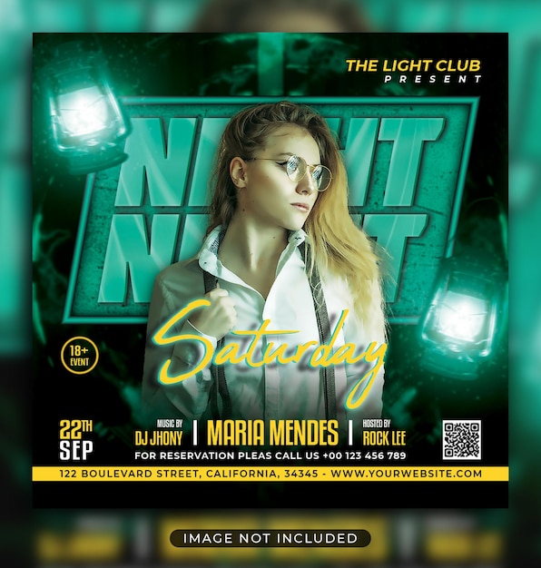 Night party flyer social media post and web banner