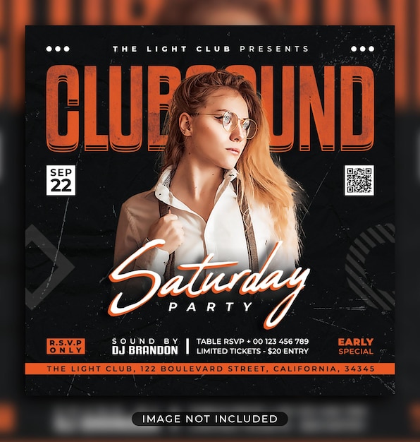 Night party flyer social media post and web banner