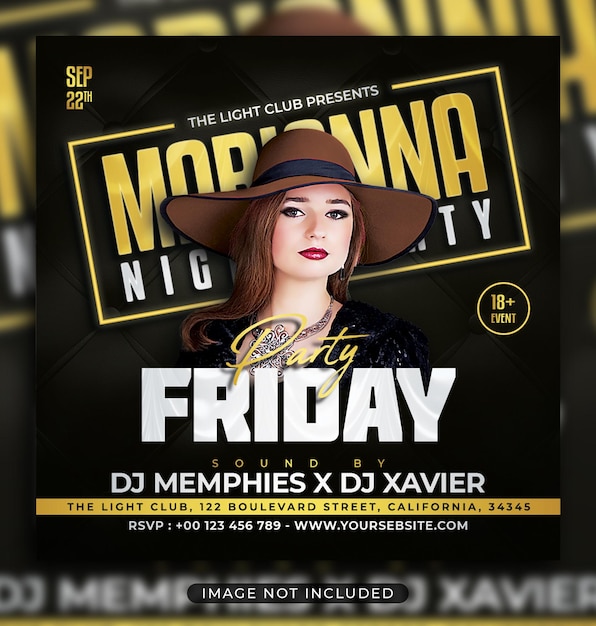 Night party flyer social media post and web banner