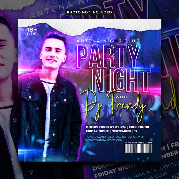 night party flyer social media post and web banner