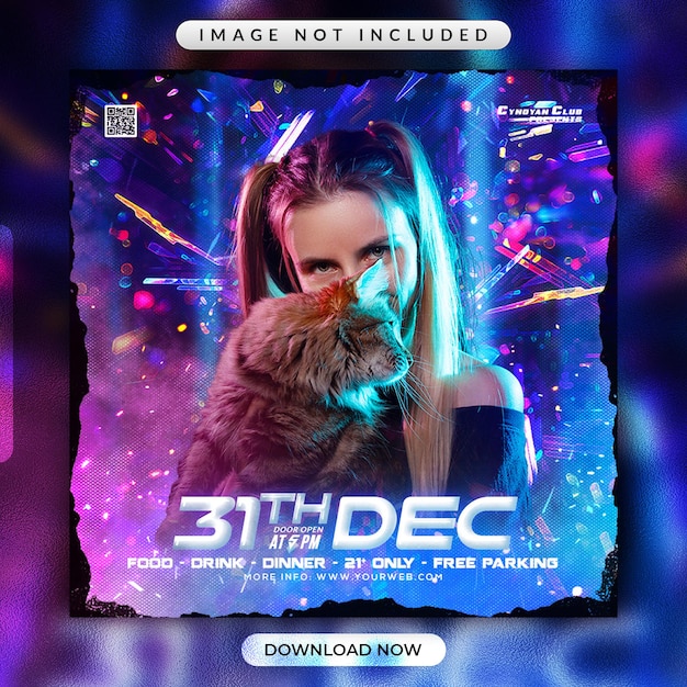 Night Party Flyer or Social Media Promotional Banner Template