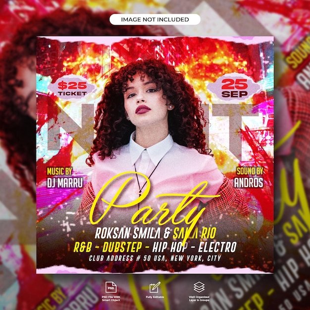 Night party flyer and social media web banner template