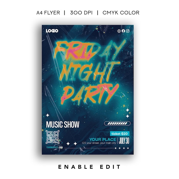 PSD night party flyer