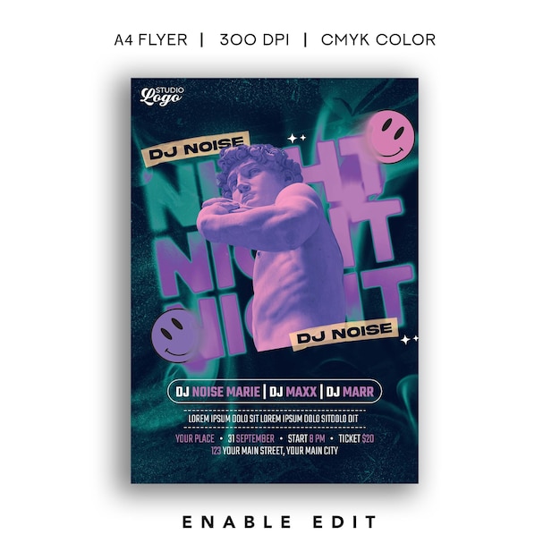 PSD night party flyer