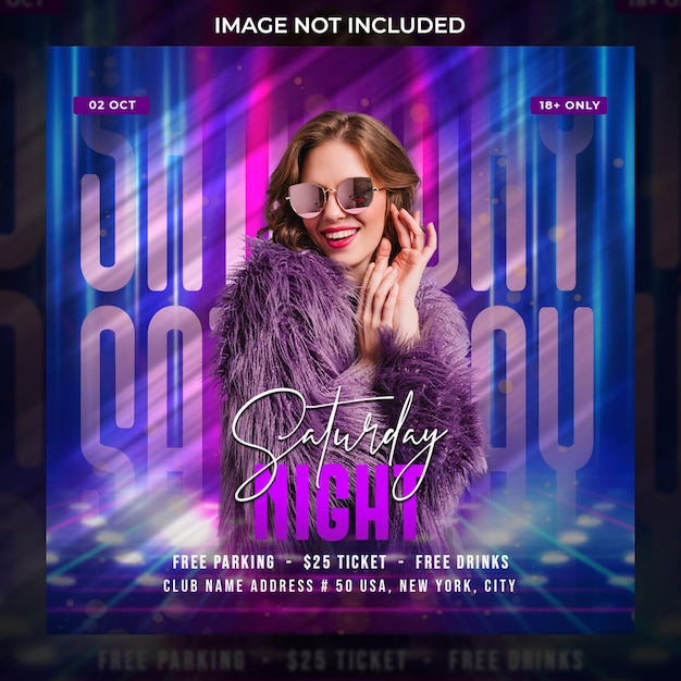 Night party music banner for social media template