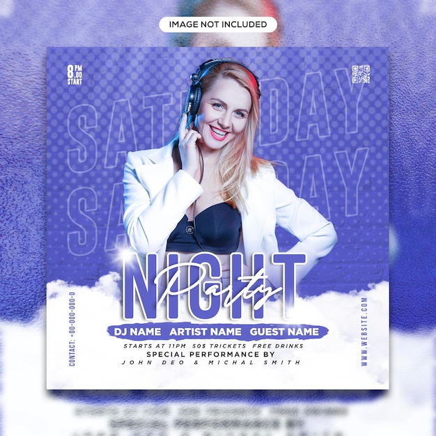 Night party music social media club party flyer or banner for social media template