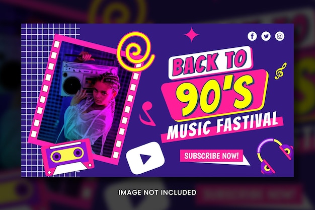 PSD night party poster 90s design youtube thumbnail