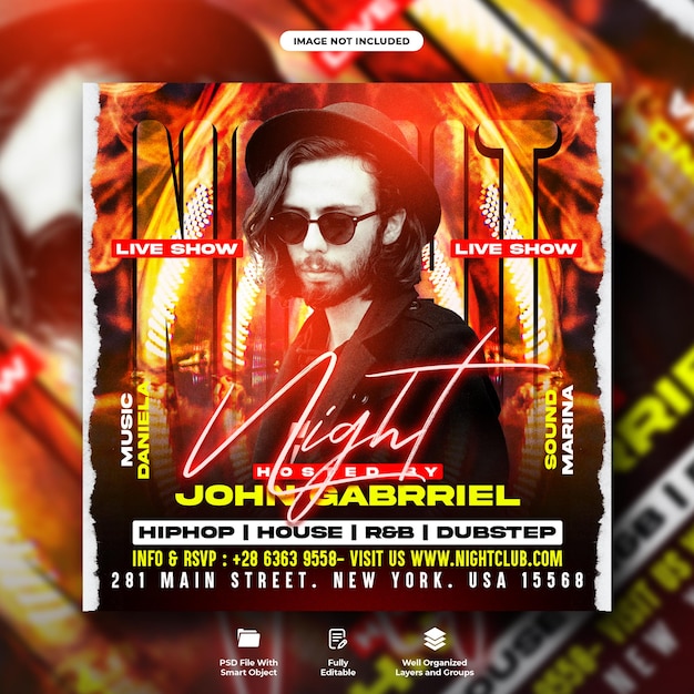 Night party social media post banner template