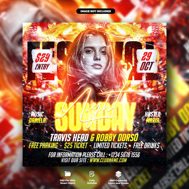 Night party social media web banner template