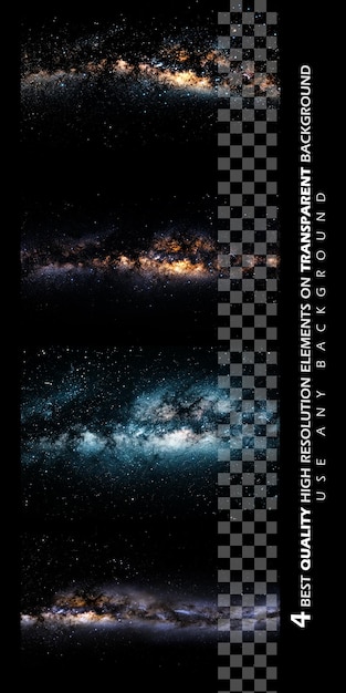 Night sky and Milky Way isolated on transparent background