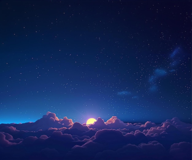 Night Time Sky View 2d Cartoon Background