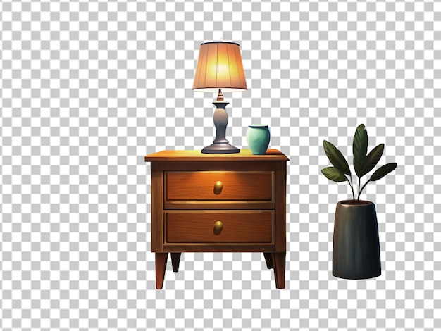 PSD nightstand isolated on transparent background