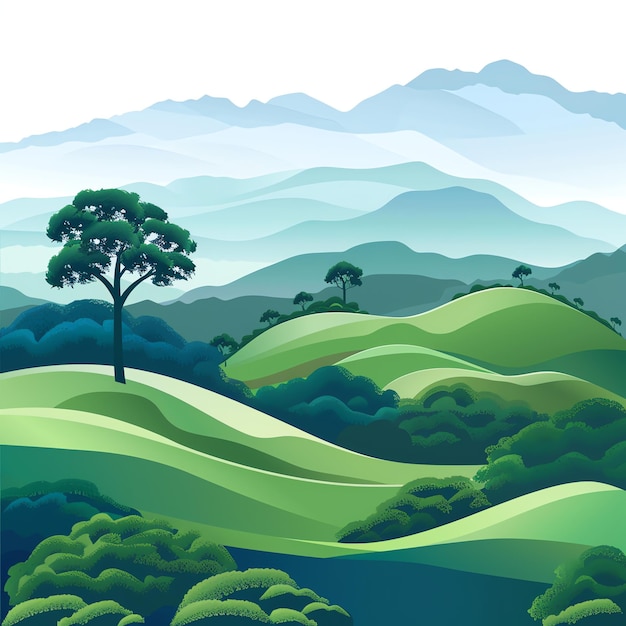 PSD nilgiri hills indian illustration