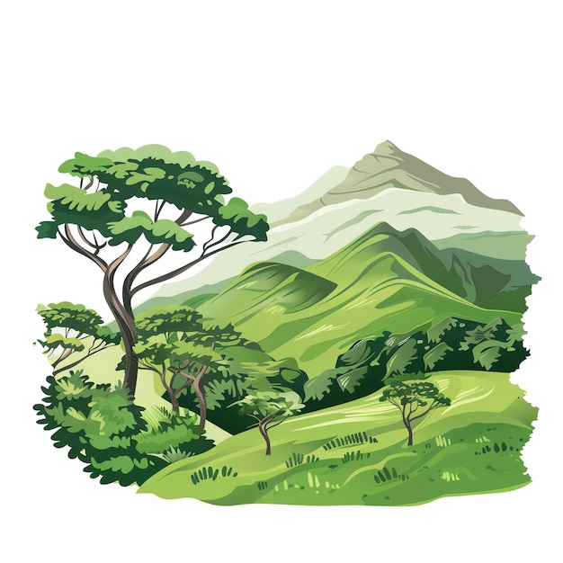 PSD nilgiri hills indian illustration