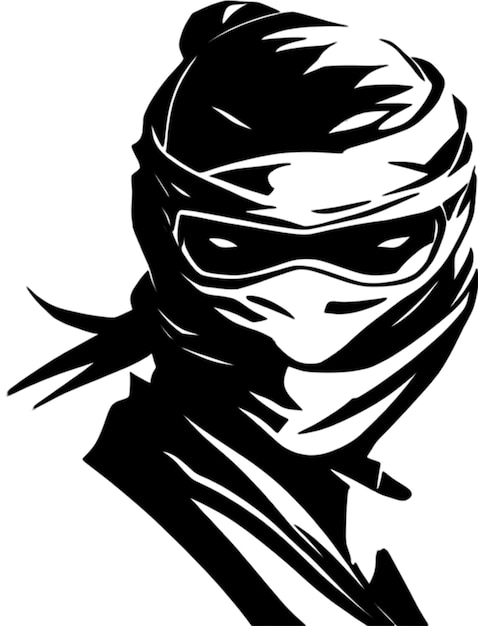 PSD ninja face black stencil iconic design for mysterious projects