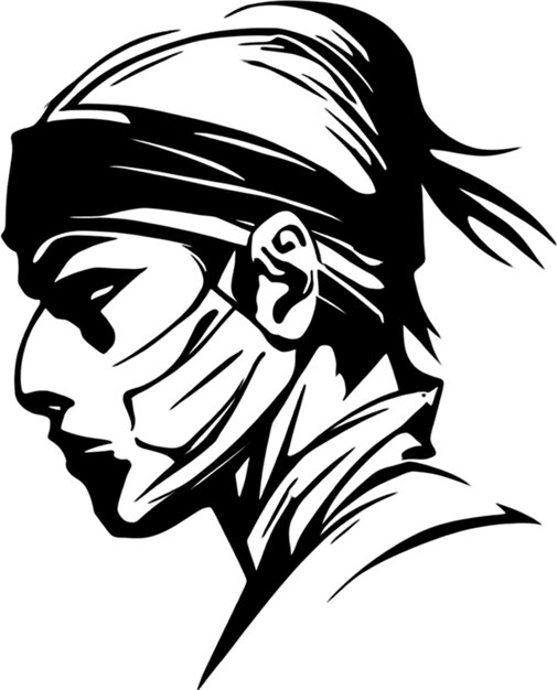 PSD ninja face black stencil iconic design for mysterious projects