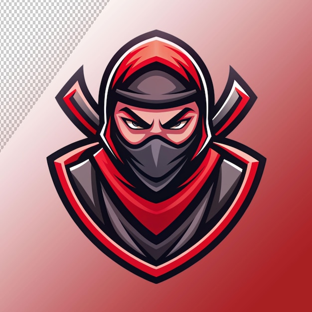 PSD ninja logo esport and gaming vector mascot design isolated on transparent background