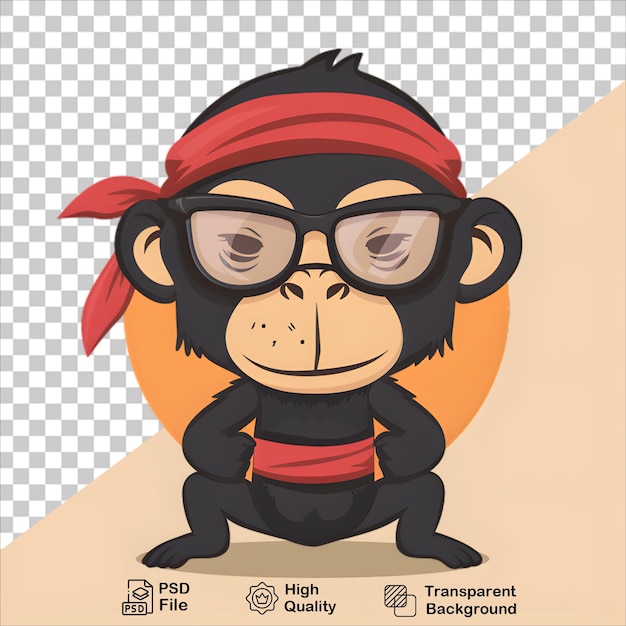 PSD ninja monkey character in black gear and glasses