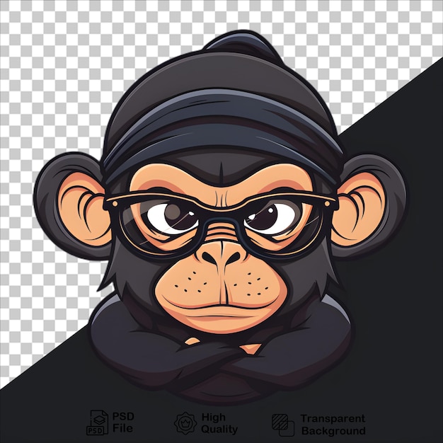 Ninja Monkey Character in Black Gear and Glasses