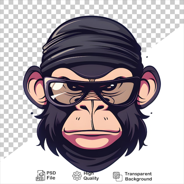 Ninja Monkey Character in Black Helmet and Glasses Vector Art