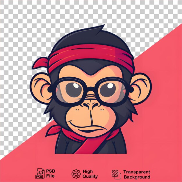 Ninja Monkey Character in Black Helmet and Glasses Vector Art