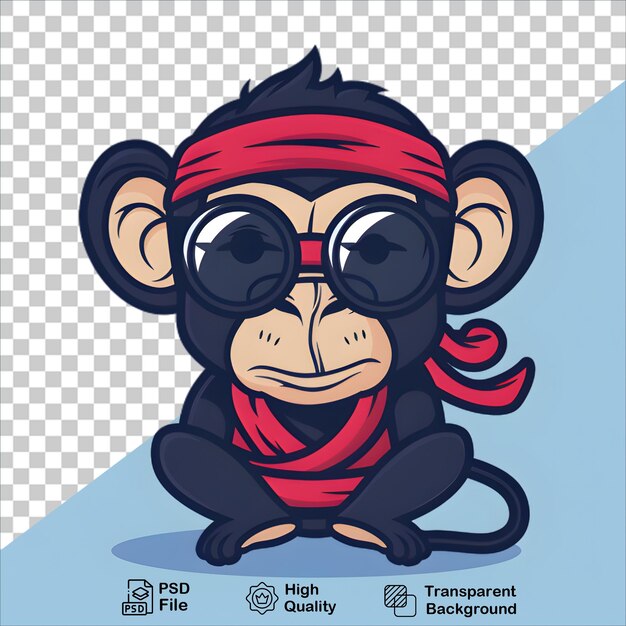 PSD ninja monkey character in black helmet and glasses vector art