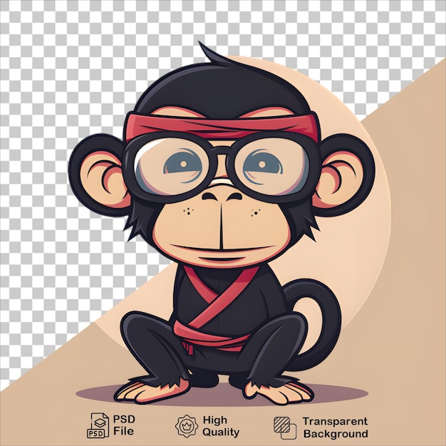 Ninja Monkey Character in Black Helmet and Glasses Vector Art