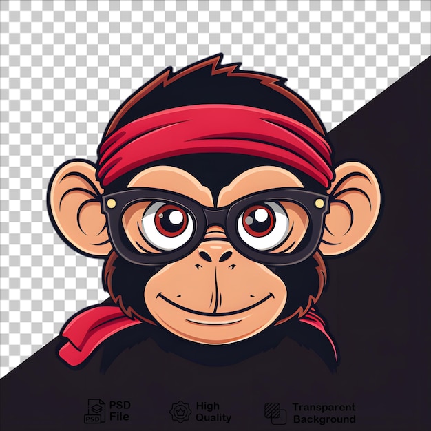 PSD ninja monkey character in black helmet and glasses vector art