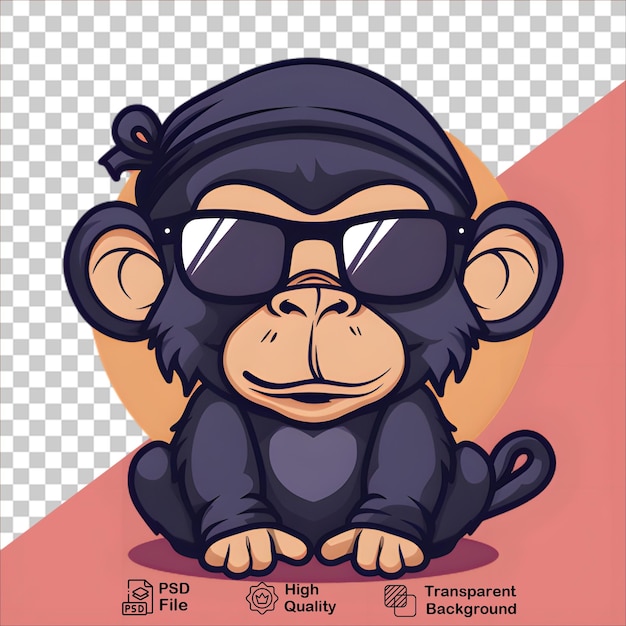 PSD ninja monkey character in black helmet and glasses vector art