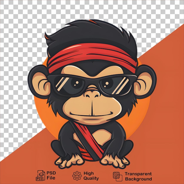 PSD ninja monkey in glasses and helmet fun character illustration