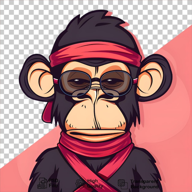 PSD ninja monkey in glasses and helmet fun character illustration