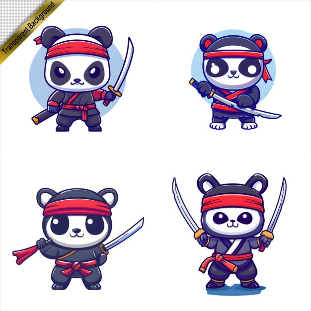 PSD ninja panda with long sword cartoon series