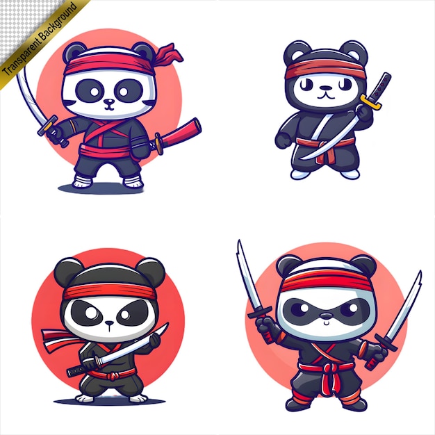 PSD ninja panda with long sword cartoon series