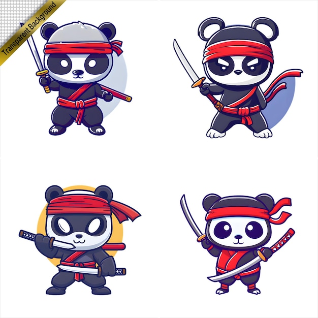 PSD ninja panda with long sword cartoon series