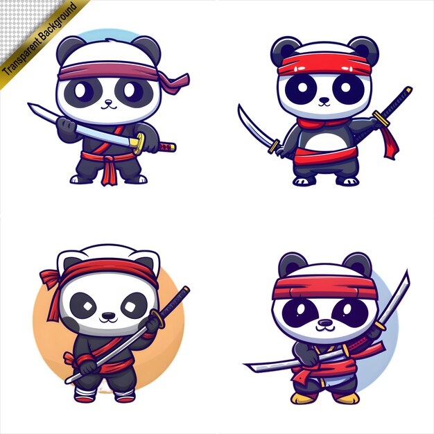 PSD ninja panda with long sword cartoon series