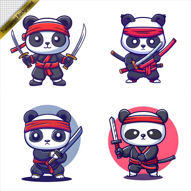 PSD ninja panda with long sword cartoon series