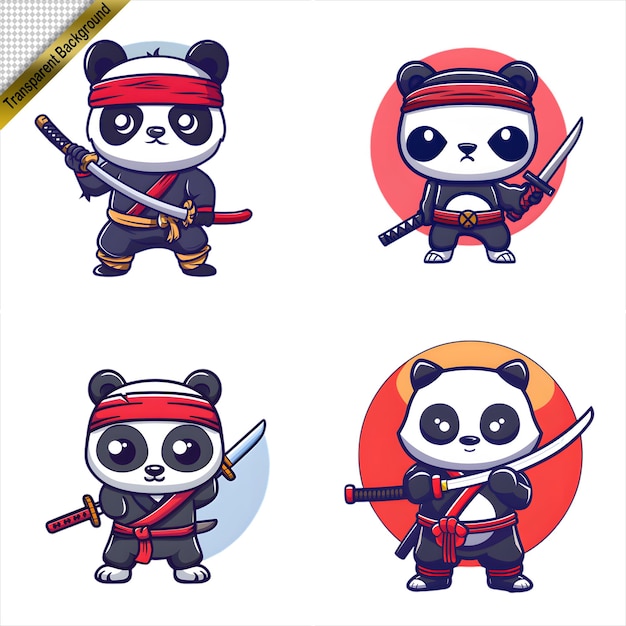 PSD ninja panda with long sword cartoon series