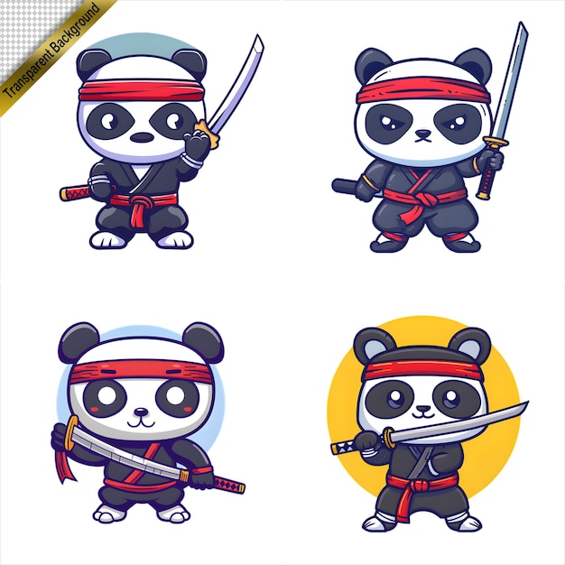 PSD ninja panda with long sword cartoon series