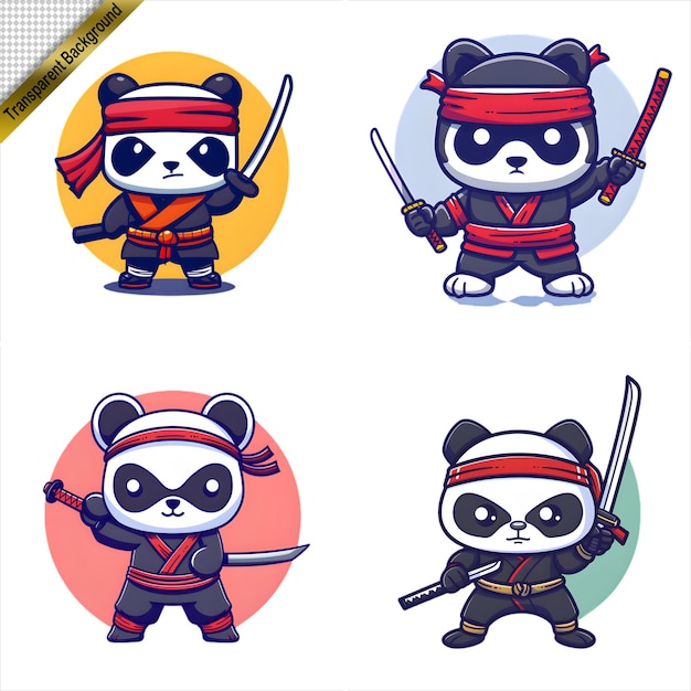 PSD ninja panda with long sword cartoon series