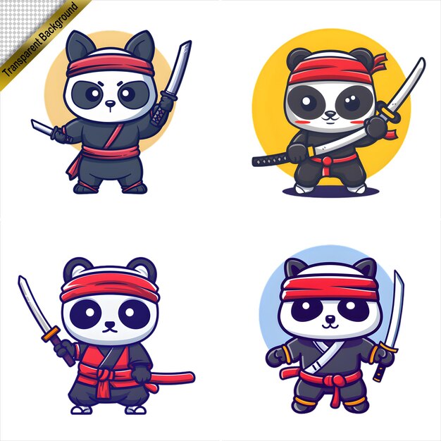 PSD ninja panda with long sword cartoon series