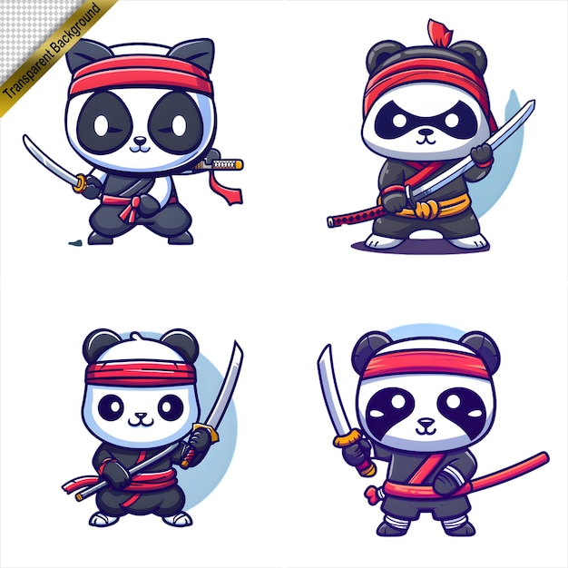 PSD ninja panda with long sword cartoon series