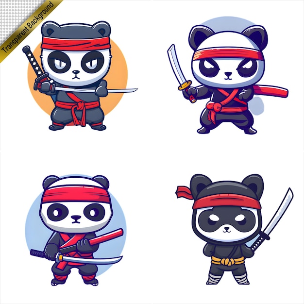 PSD ninja panda with long sword cartoon series