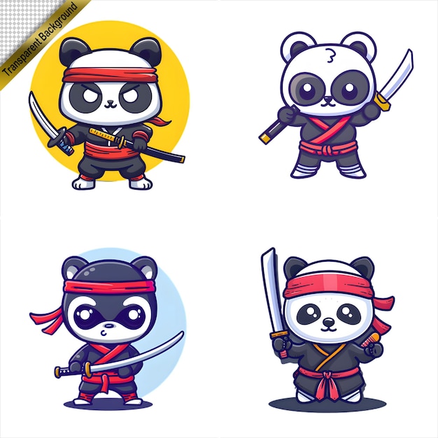 PSD ninja panda with long sword cartoon series