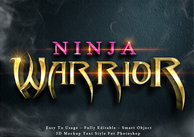 Ninja warriors - editable 3d text style effect