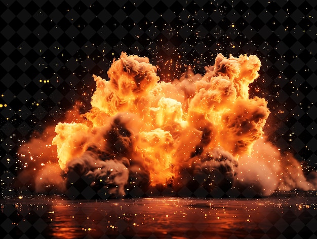 Nitroglycerin Explosion With Dynamite Flames and Smoke Earth PNG Neon Effect on Dark Background