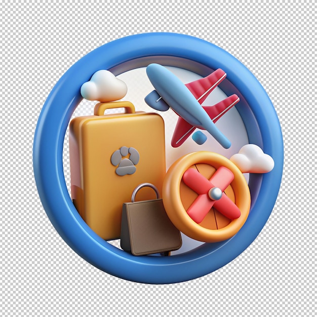 No Pets Travel and airport icon 3d render object illustration