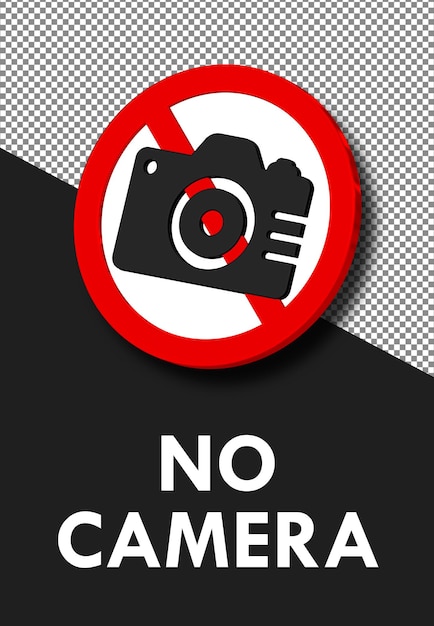 No Photos or Video Allowed Sign 3D Rendering, No Camera Use